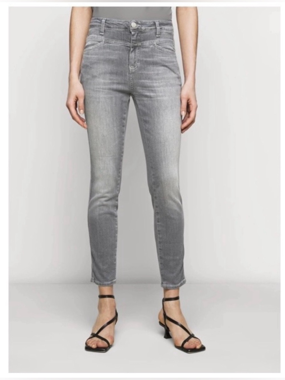 Closed Jeans Skinny Pusher High-Waist Made in Italy Grey Washed Size 28